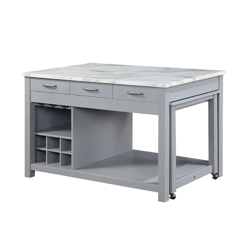 Îlot de cuisine en bois style ferme avec rangements multiples