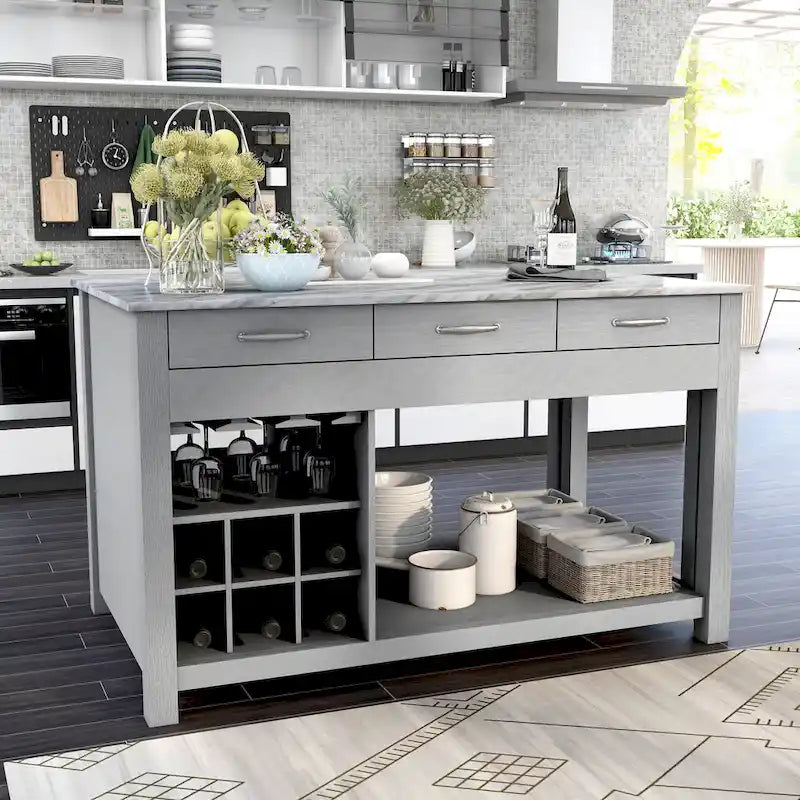 Îlot de cuisine en bois style ferme avec rangements multiples