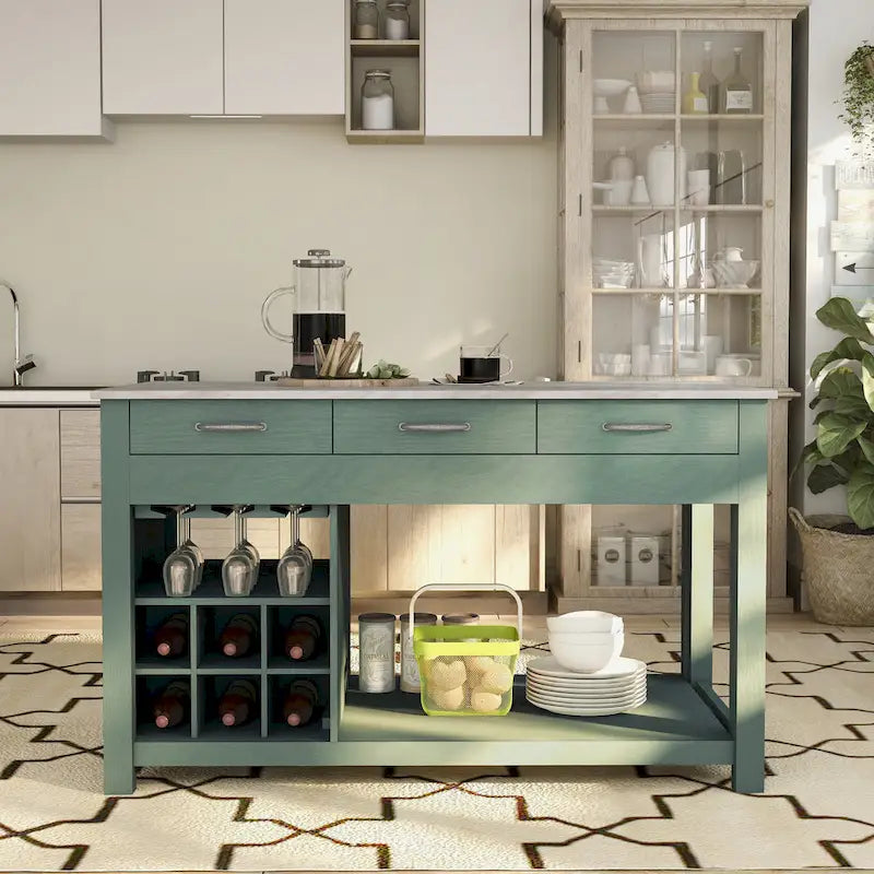 Îlot de cuisine en bois style ferme avec rangements multiples
