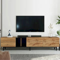 Meuble TV moderne pour téléviseur de 80 pouces avec 3 portes, console multimédia, meuble TV avec grand espace de rangement pour salon