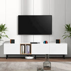 Meuble TV moderne pour téléviseur de 80 pouces avec 3 portes, console multimédia, meuble TV avec grand espace de rangement pour salon
