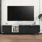 Meuble TV moderne pour téléviseur de 80 pouces avec 3 portes, console multimédia, meuble TV avec grand espace de rangement pour salon