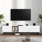 Meuble TV moderne pour téléviseur de 80 pouces avec 3 portes, console multimédia, meuble TV avec grand espace de rangement pour salon