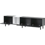 Meuble TV moderne pour téléviseur de 80 pouces avec 3 portes, console multimédia, meuble TV avec grand espace de rangement pour salon