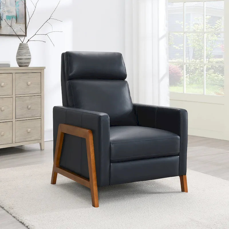 Fauteuil inclinable à pousser en cuir pleine fleur