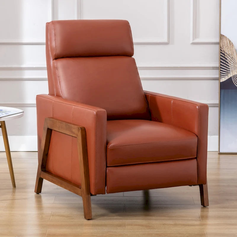 Fauteuil inclinable à pousser en cuir pleine fleur