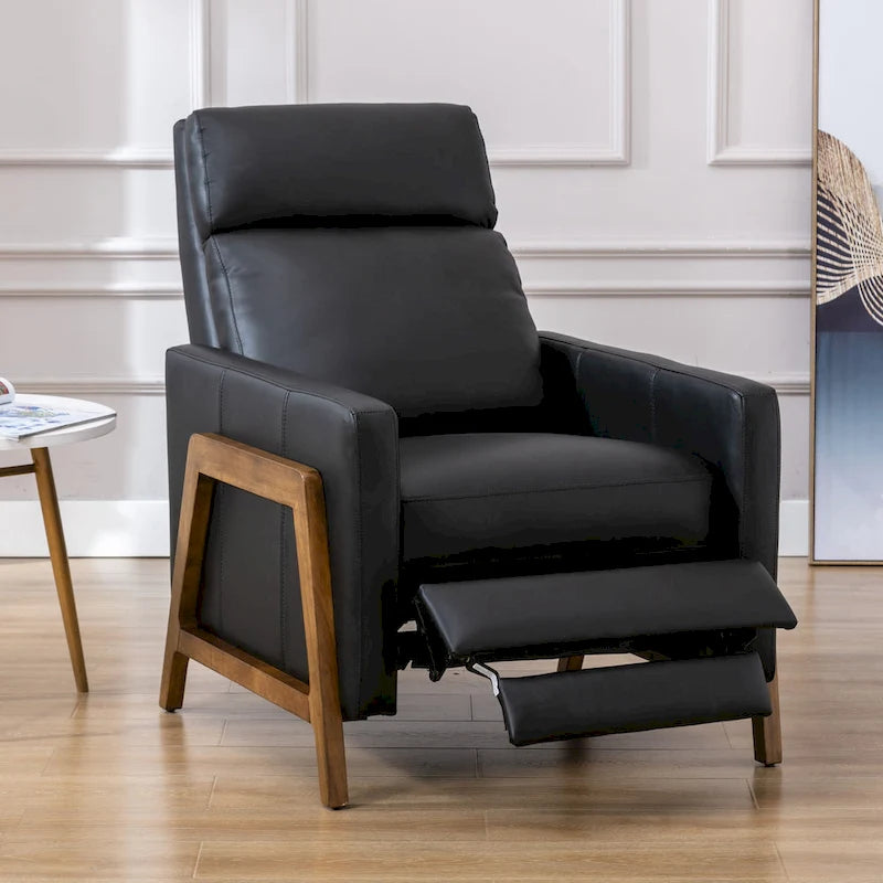 Fauteuil inclinable à pousser en cuir pleine fleur