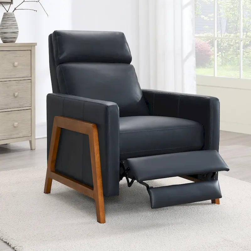 Fauteuil inclinable à pousser en cuir pleine fleur