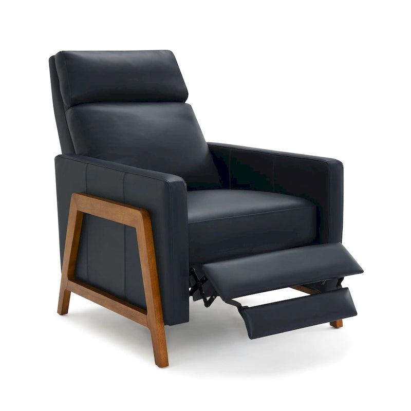 Fauteuil inclinable à pousser en cuir pleine fleur