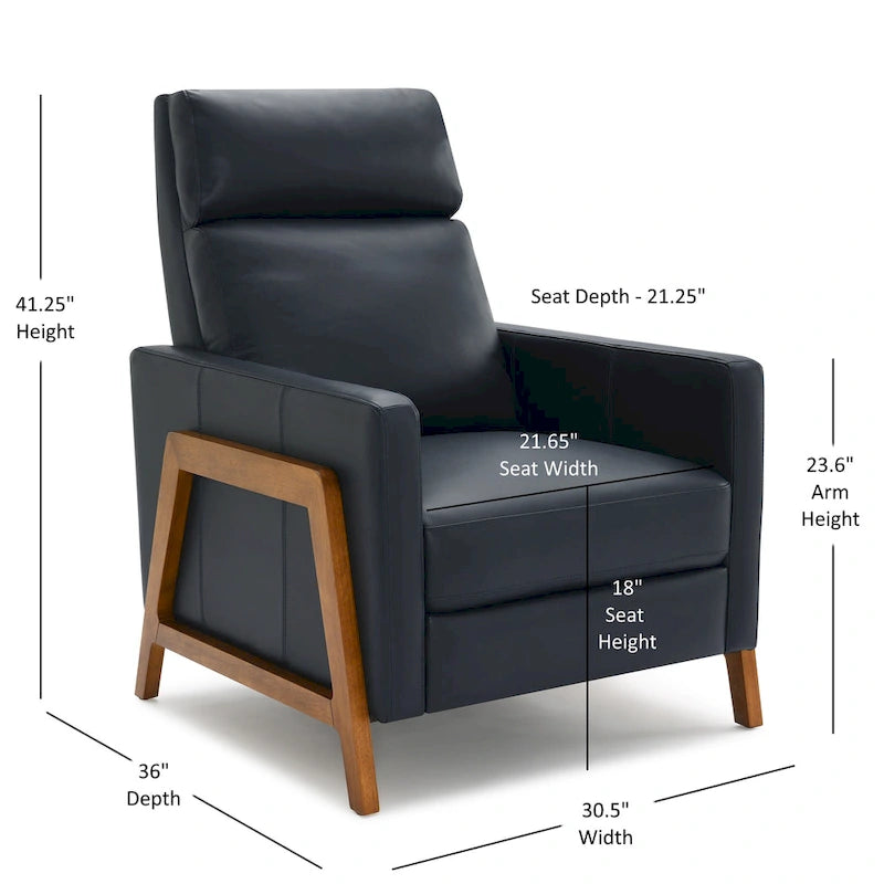 Fauteuil inclinable à pousser en cuir pleine fleur