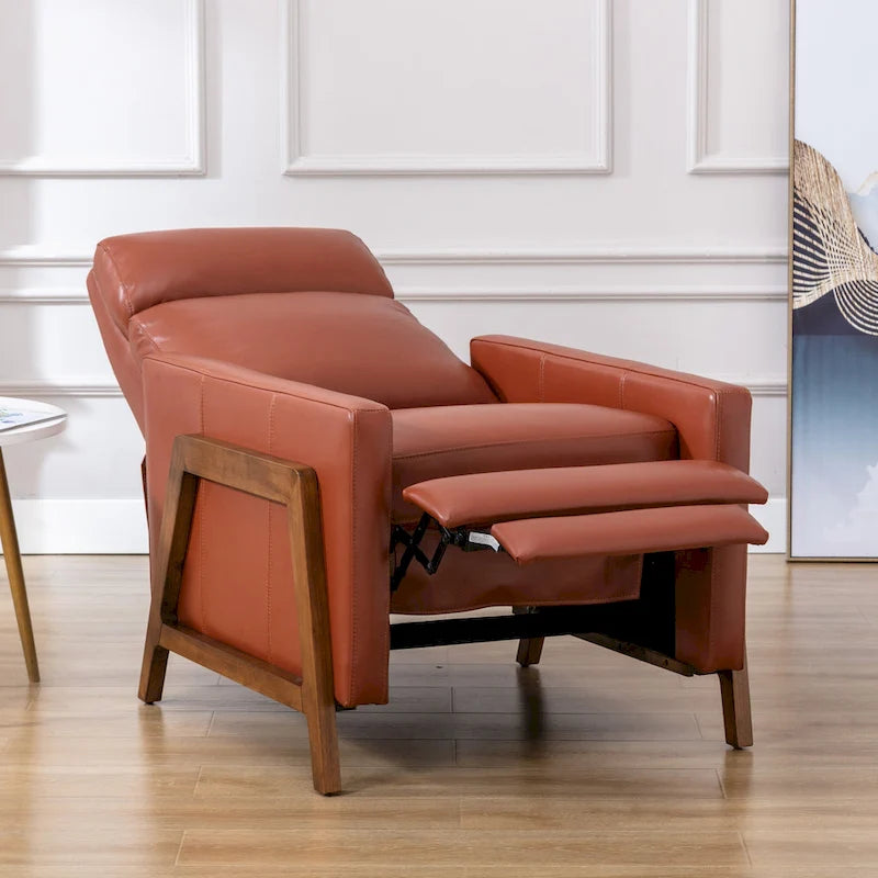 Fauteuil inclinable à pousser en cuir pleine fleur