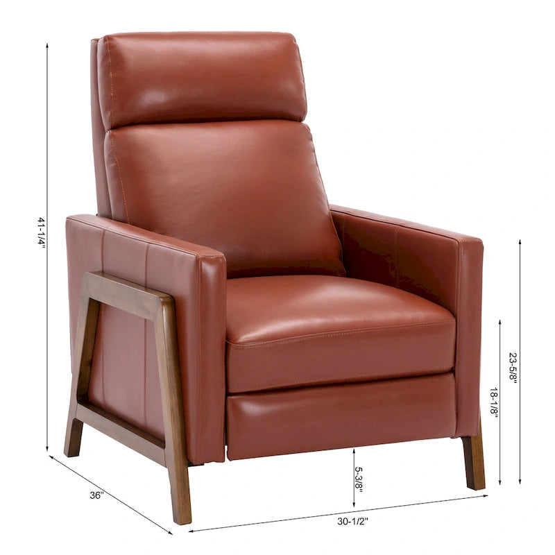 Fauteuil inclinable à pousser en cuir pleine fleur