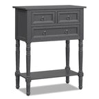 Console de Couloir avec 3 Tiroirs Étagère Ouverte Beige/Gris Foncé