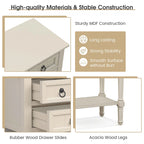 Console de Couloir avec 3 Tiroirs Étagère Ouverte Beige/Gris Foncé