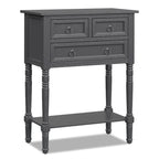 Console de Couloir avec 3 Tiroirs Étagère Ouverte Beige/Gris Foncé