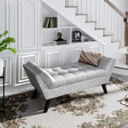 Banc de bout de lit, Banc d'entrée, Repose-pieds moderne en tissu pour couloir avec pieds en bois
