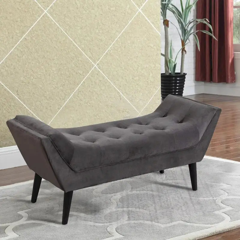 Banc de bout de lit, Banc d'entrée, Repose-pieds moderne en tissu pour couloir avec pieds en bois
