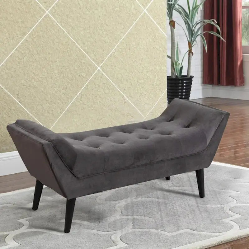 Banc de bout de lit, Banc d'entrée, Repose-pieds moderne en tissu pour couloir avec pieds en bois