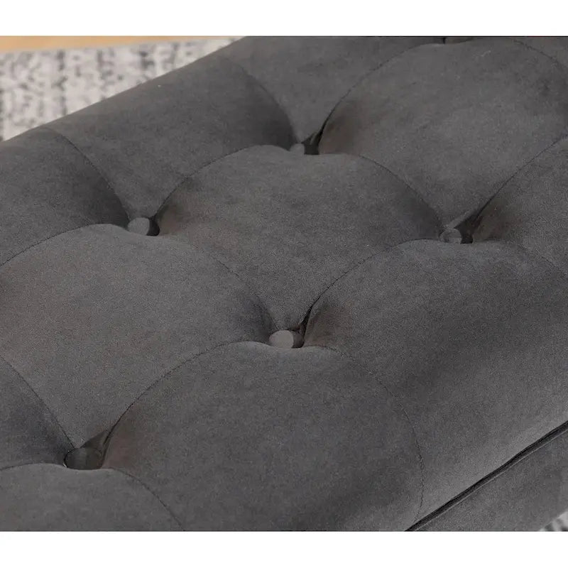 Banc de bout de lit, Banc d'entrée, Repose-pieds moderne en tissu pour couloir avec pieds en bois