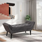 Banc de bout de lit, Banc d'entrée, Repose-pieds moderne en tissu pour couloir avec pieds en bois