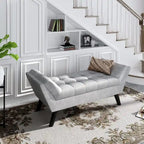 Banc de bout de lit, Banc d'entrée, Repose-pieds moderne en tissu pour couloir avec pieds en bois