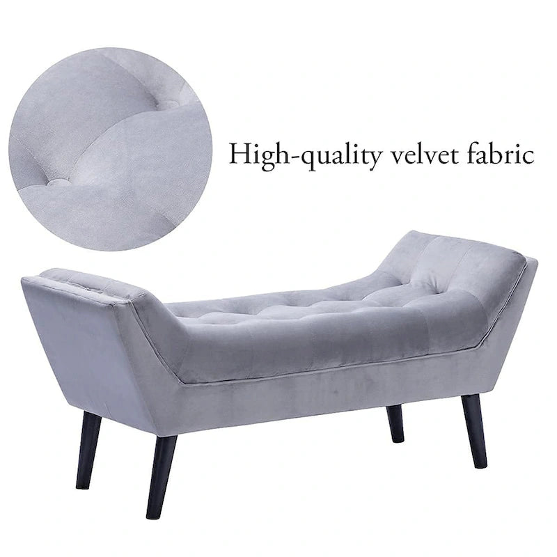 Banc de bout de lit, Banc d'entrée, Repose-pieds moderne en tissu pour couloir avec pieds en bois