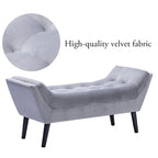 Banc de bout de lit, Banc d'entrée, Repose-pieds moderne en tissu pour couloir avec pieds en bois