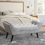 Banc de bout de lit, Banc d'entrée, Repose-pieds moderne en tissu pour couloir avec pieds en bois