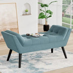Banc de bout de lit, Banc d'entrée, Repose-pieds moderne en tissu pour couloir avec pieds en bois