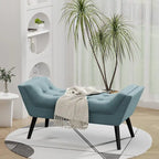 Banc de bout de lit, Banc d'entrée, Repose-pieds moderne en tissu pour couloir avec pieds en bois