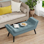 Banc de bout de lit, Banc d'entrée, Repose-pieds moderne en tissu pour couloir avec pieds en bois