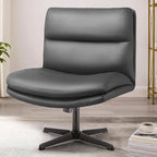 Chaise de bureau sans roulettes Criss Cross, en cuir PU rembourrée, pivotante, moderne, pour coiffeuse