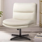 Chaise de bureau sans roulettes Criss Cross, en cuir PU rembourrée, pivotante, moderne, pour coiffeuse
