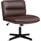 Chaise de bureau sans roulettes Criss Cross, en cuir PU rembourrée, pivotante, moderne, pour coiffeuse