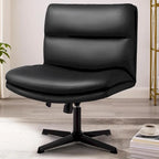 Chaise de bureau sans roulettes Criss Cross, en cuir PU rembourrée, pivotante, moderne, pour coiffeuse
