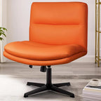 Chaise de bureau sans roulettes Criss Cross, en cuir PU rembourrée, pivotante, moderne, pour coiffeuse