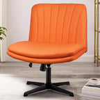 Chaise de bureau sans roulettes Criss Cross, en cuir PU rembourrée, pivotante, moderne, pour coiffeuse