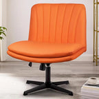 Chaise de bureau sans roulettes Criss Cross, en cuir PU rembourrée, pivotante, moderne, pour coiffeuse