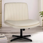 Chaise de bureau sans roulettes Criss Cross, en cuir PU rembourrée, pivotante, moderne, pour coiffeuse