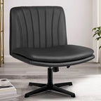 Chaise de bureau sans roulettes Criss Cross, en cuir PU rembourrée, pivotante, moderne, pour coiffeuse