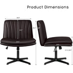 Chaise de bureau sans roulettes Criss Cross, en cuir PU rembourrée, pivotante, moderne, pour coiffeuse
