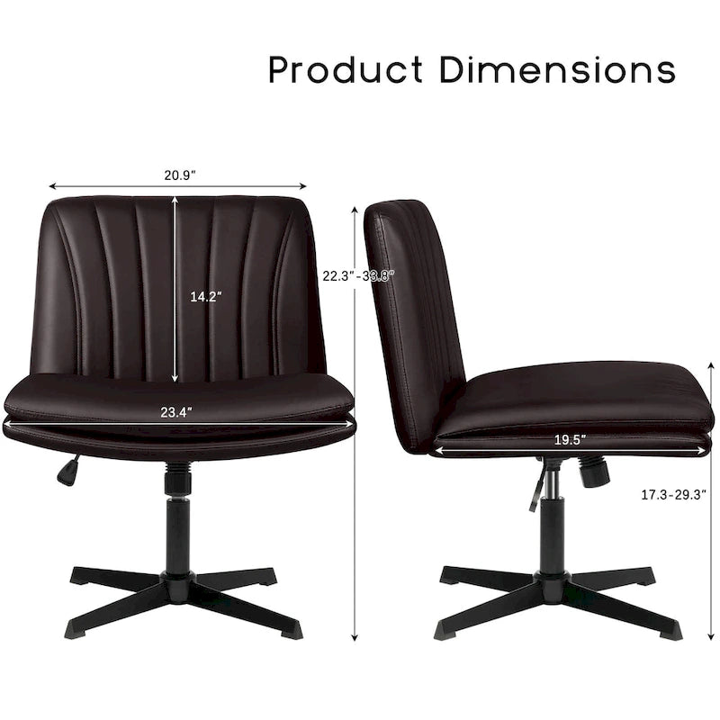 Chaise de bureau sans roulettes Criss Cross, en cuir PU rembourrée, pivotante, moderne, pour coiffeuse