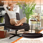 Chaise de bureau sans roulettes Criss Cross, en cuir PU rembourrée, pivotante, moderne, pour coiffeuse