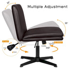 Chaise de bureau sans roulettes Criss Cross, en cuir PU rembourrée, pivotante, moderne, pour coiffeuse