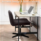 Chaise de bureau sans roulettes Criss Cross, en cuir PU rembourrée, pivotante, moderne, pour coiffeuse