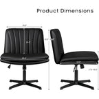 Chaise de bureau sans roulettes Criss Cross, en cuir PU rembourrée, pivotante, moderne, pour coiffeuse