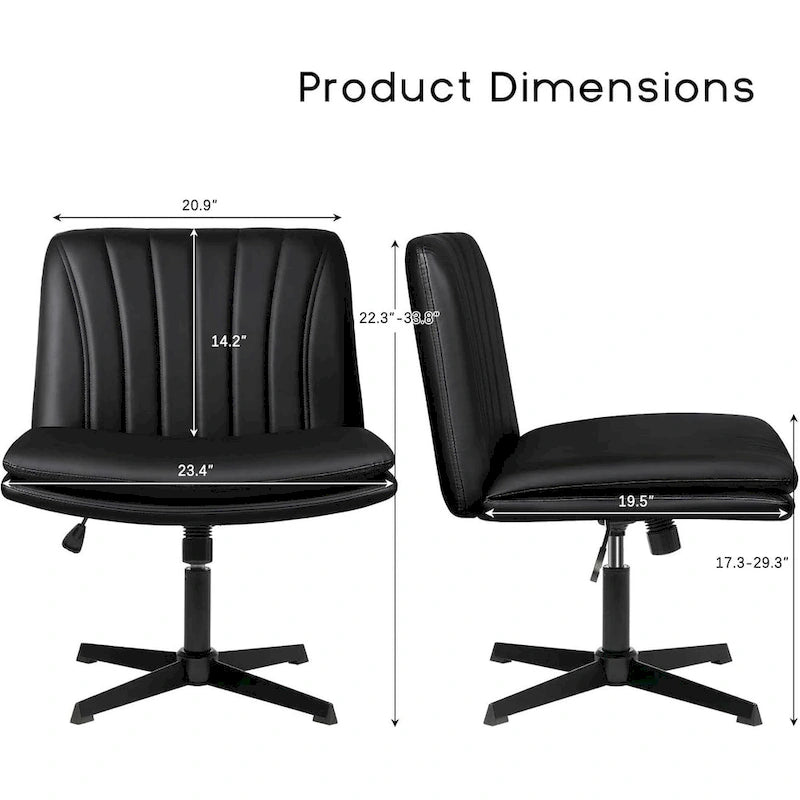 Chaise de bureau sans roulettes Criss Cross, en cuir PU rembourrée, pivotante, moderne, pour coiffeuse