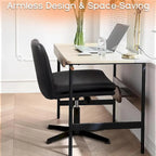 Chaise de bureau sans roulettes Criss Cross, en cuir PU rembourrée, pivotante, moderne, pour coiffeuse