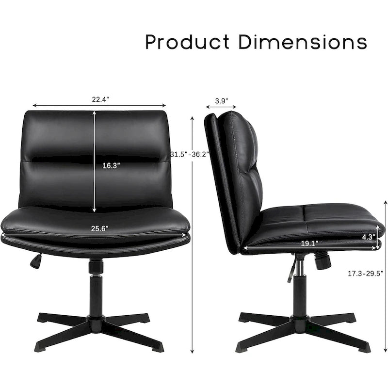 Chaise de bureau sans roulettes Criss Cross, en cuir PU rembourrée, pivotante, moderne, pour coiffeuse