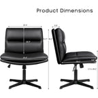 Chaise de bureau sans roulettes Criss Cross, en cuir PU rembourrée, pivotante, moderne, pour coiffeuse